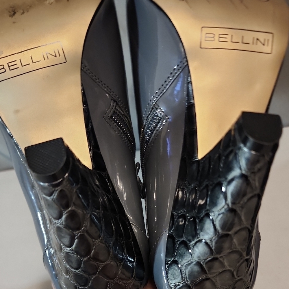 Bellini Shiny Gray and Black Ankle Boots - Picture 7 of 7